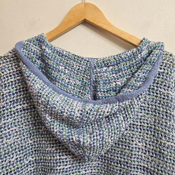 J. Jill Womens Coastal Boho Dropped Shoulder Boxy Open Knit Hoodie Sweater M - Picture 7 of 12